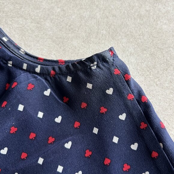 Joie Aruna Playing Cards Navy Silk Printed Tank Blouse ASO Elena Gilbert - Picture 8 of 10
